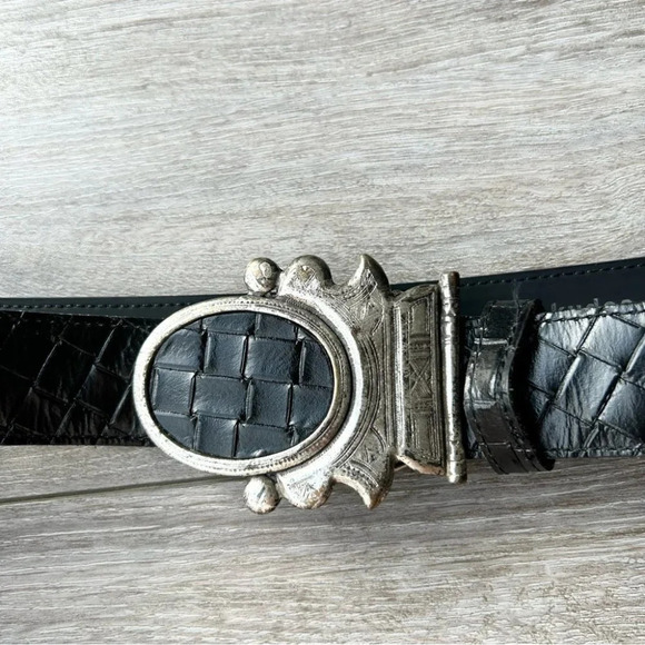 Kudos Braided Leather Belt With NBEL Vintage Buckle Made in  Italy Unisex - Picture 8 of 14